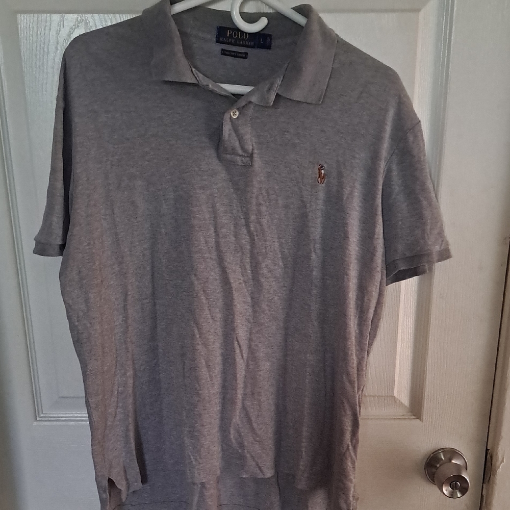 Polo by Ralph Lauren Men's Grey Cotton Polo Shirt